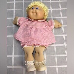 Vintage 1985 Coleco Cabbage Patch Kids Doll Blonde Blue Eyes 1 Dimple CPK Outfit